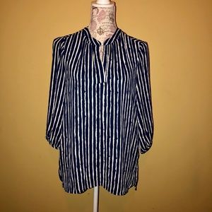 Banana Republic Petite Navy Blue & White Tunic